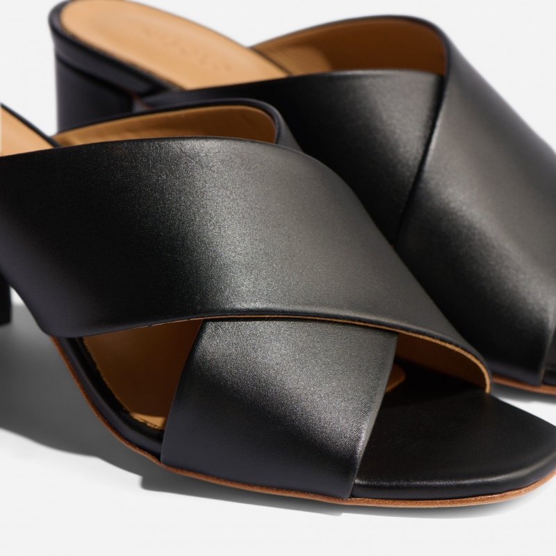 Black Women's Nisolo Carina Cross Strap Mules | 468950-BYK