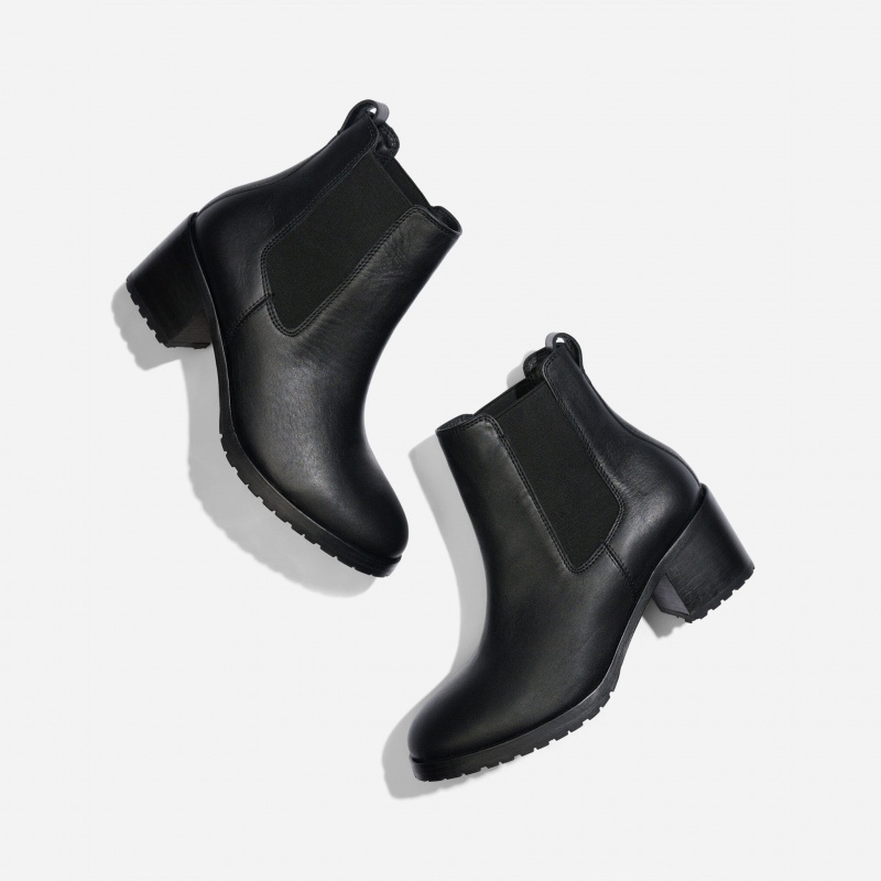 Black / Black Women's Nisolo Ana Go-To Heeled Chelsea Boots | 479185-XKC