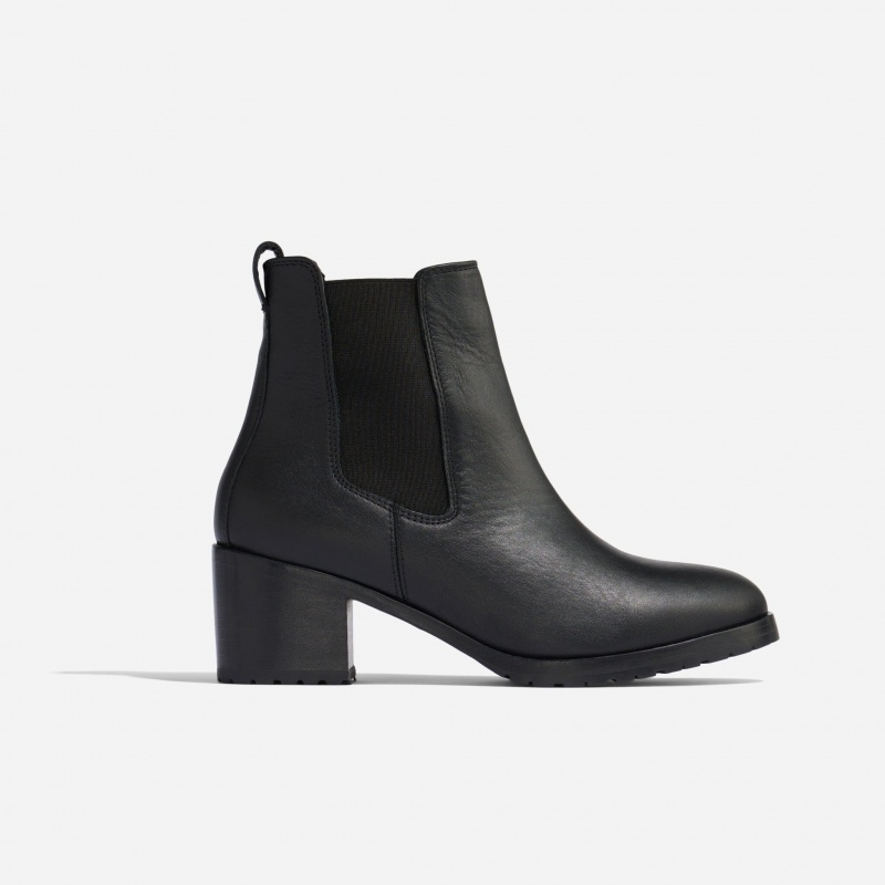 Black / Black Women's Nisolo Ana Go-To Heeled Chelsea Boots | 479185-XKC