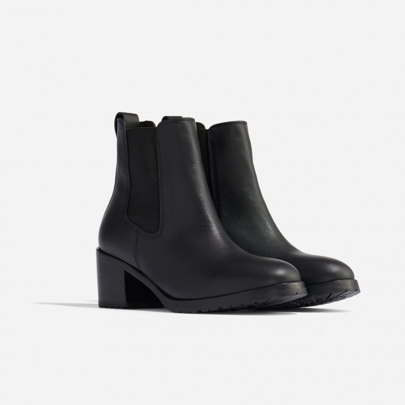 Black / Black Women\'s Nisolo Ana Go-To Heeled Chelsea Boots | 479185-XKC