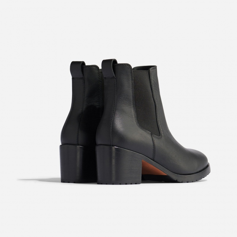 Black / Black Women's Nisolo Ana Go-To Heeled Chelsea Boots | 207358-RKT