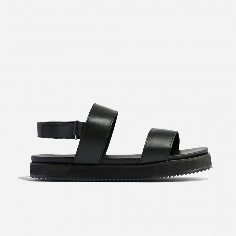 Black / Black Women's Nisolo Go-To Flatform Sandals | 612785-FWY