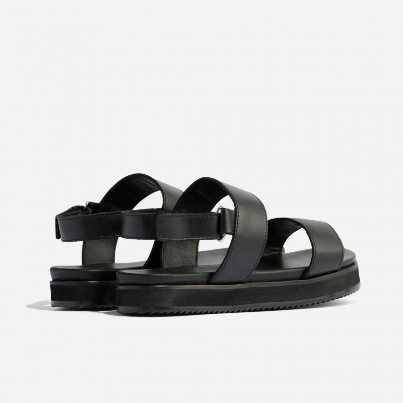 Black / Black Women's Nisolo Go-To Flatform Sandals | 612785-FWY