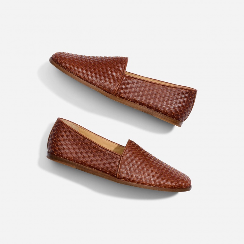 Brown Men's Nisolo Alejandro Woven Slip Ons | 870496-VAD