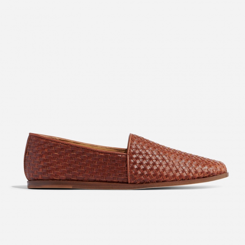 Brown Men's Nisolo Alejandro Woven Slip Ons | 870496-VAD