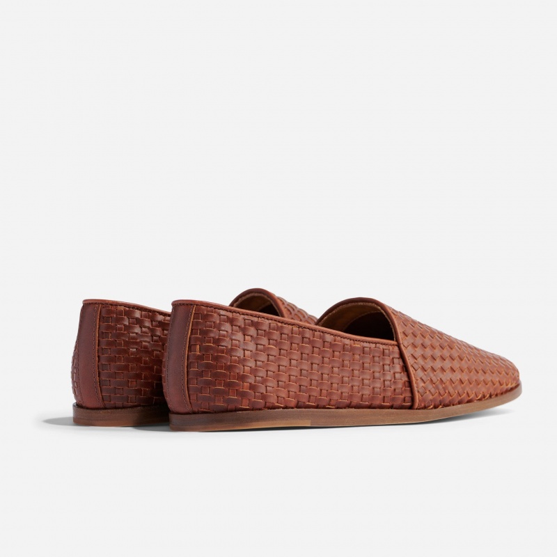 Brown Men's Nisolo Alejandro Woven Slip Ons | 870496-VAD