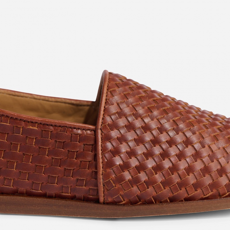 Brown Men's Nisolo Alejandro Woven Slip Ons | 870496-VAD