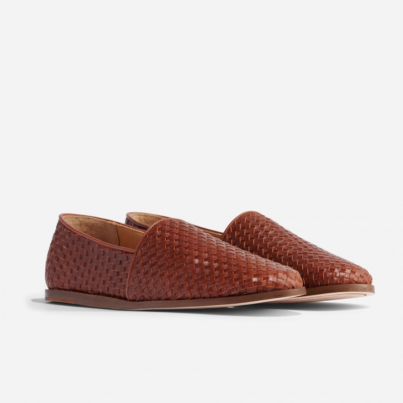 Brown Men\'s Nisolo Alejandro Woven Slip Ons | 870496-VAD