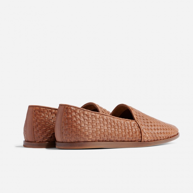 Brown Men's Nisolo Alejandro Woven Slip Ons | 834096-SPB