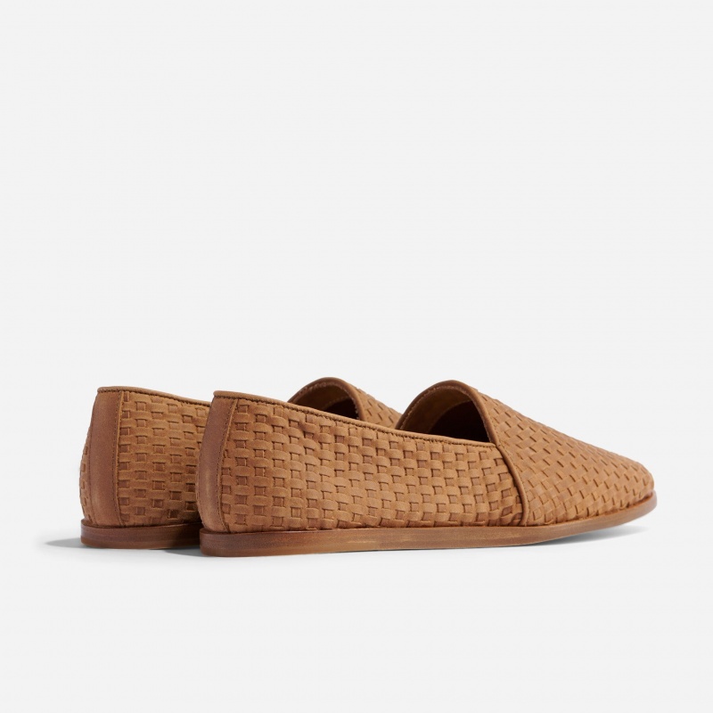 Brown Men's Nisolo Alejandro Woven Slip Ons | 328971-LJO