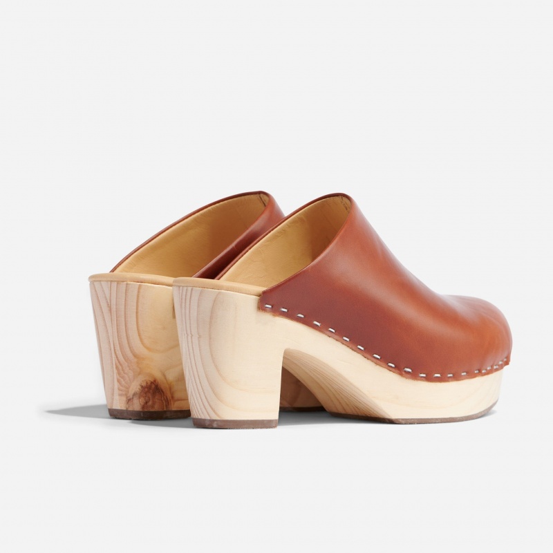 Brown Women's Nisolo All-Day Heeled Clogs | 740263-YRB