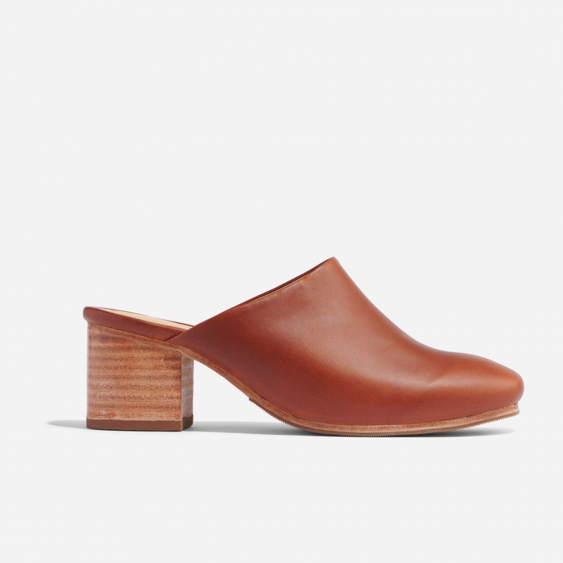 Brown Women's Nisolo All-Day Heeled Mules | 713629-QNG