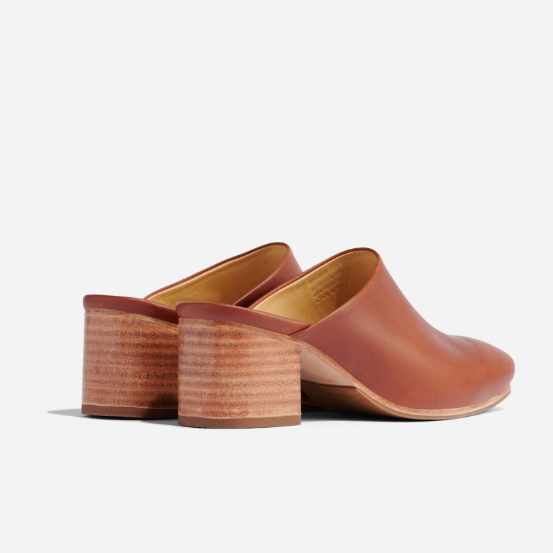 Brown Women's Nisolo All-Day Heeled Mules | 713629-QNG