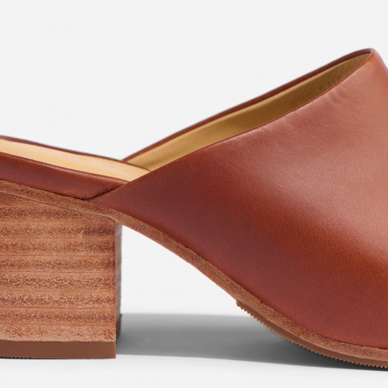 Brown Women's Nisolo All-Day Heeled Mules | 713629-QNG