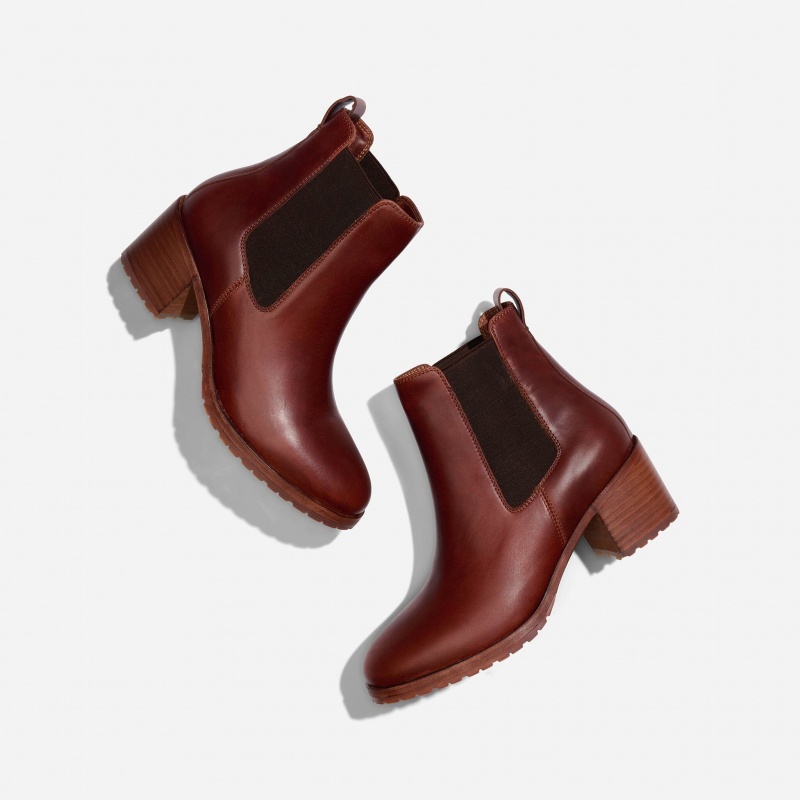 Brown Women's Nisolo Ana Go-To Heeled Chelsea Boots | 402918-SQV