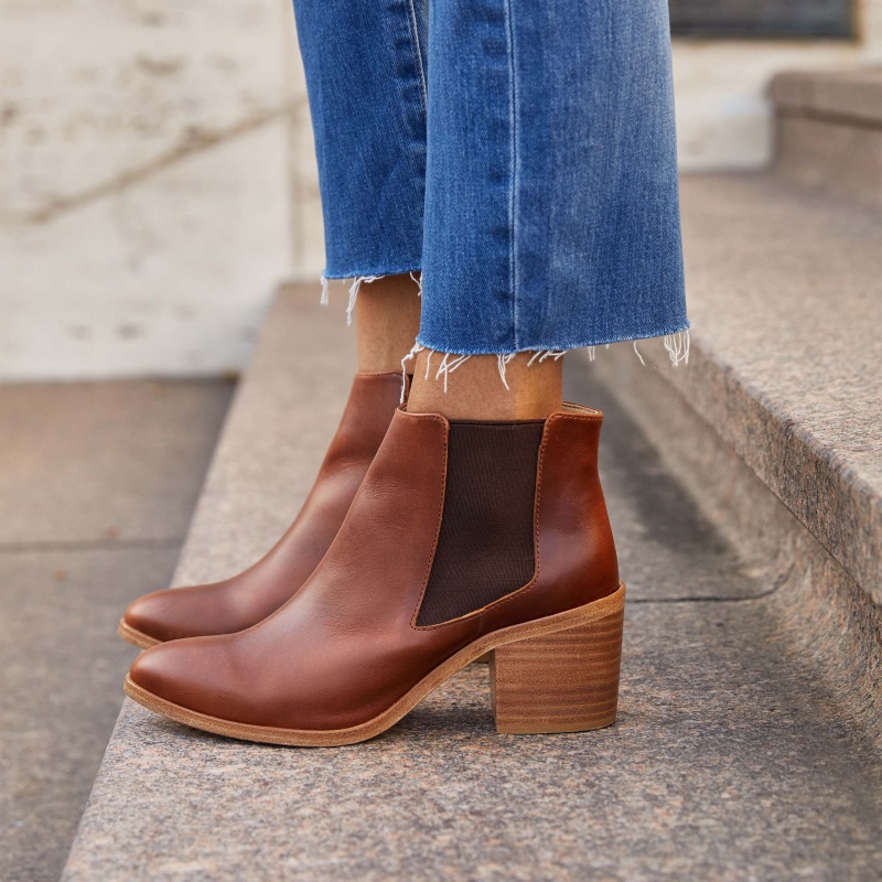 Brown Women's Nisolo Heeled Chelsea Boots | 719480-UAT