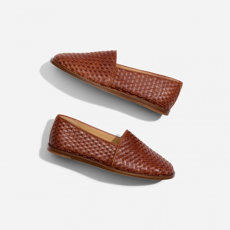 Brown Women's Nisolo Mara Woven Slip Ons | 570126-DJS