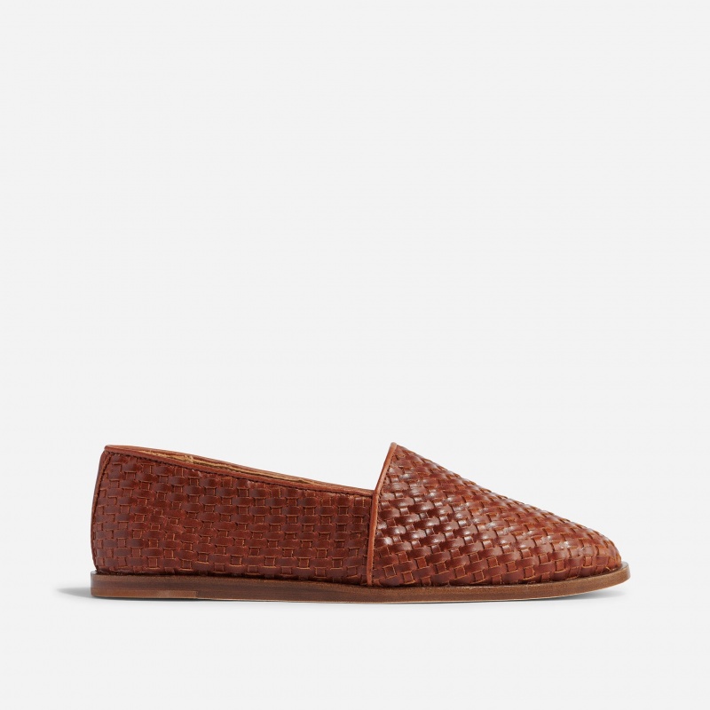 Brown Women's Nisolo Mara Woven Slip Ons | 570126-DJS