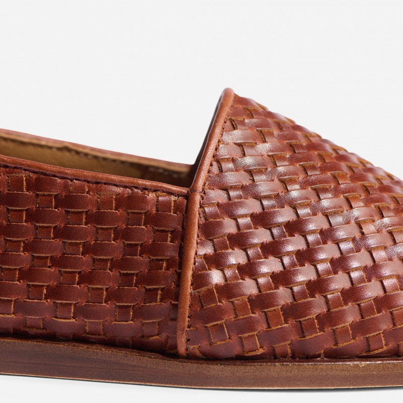 Brown Women's Nisolo Mara Woven Slip Ons | 570126-DJS