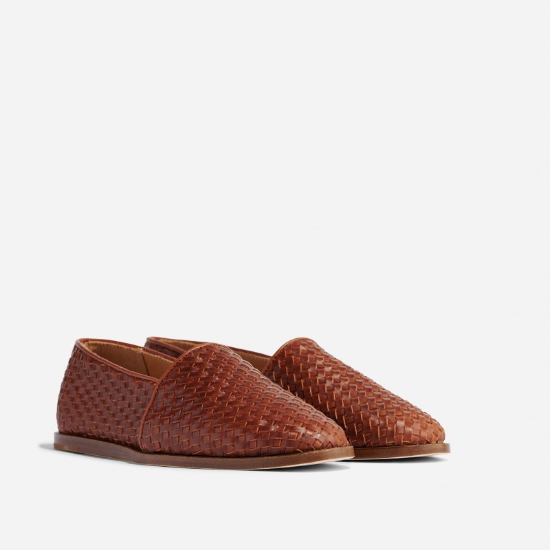 Brown Women\'s Nisolo Mara Woven Slip Ons | 570126-DJS