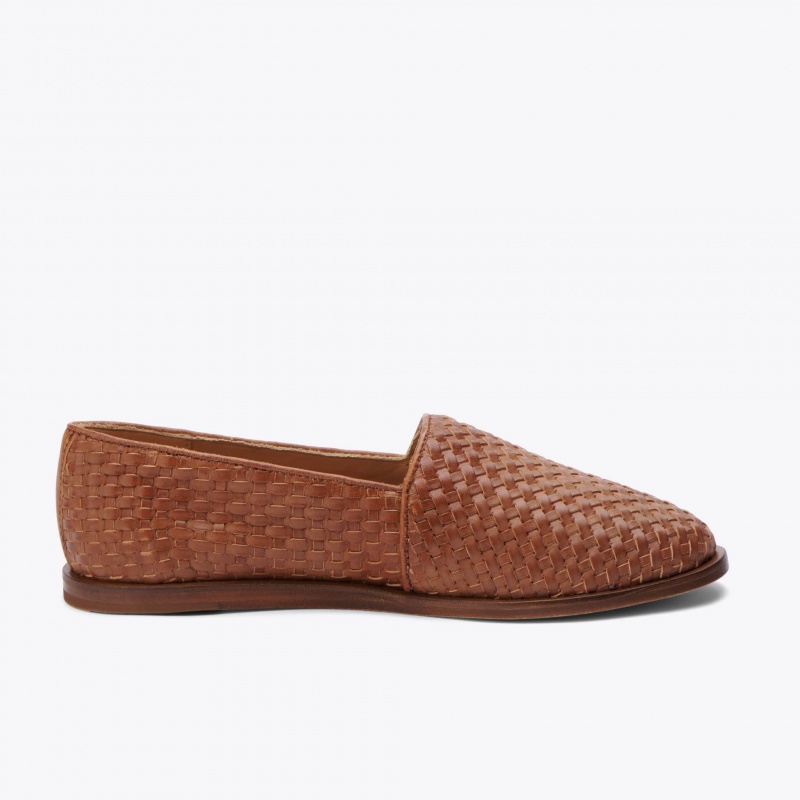 Brown Women's Nisolo Mara Woven Slip Ons | 159682-HZL