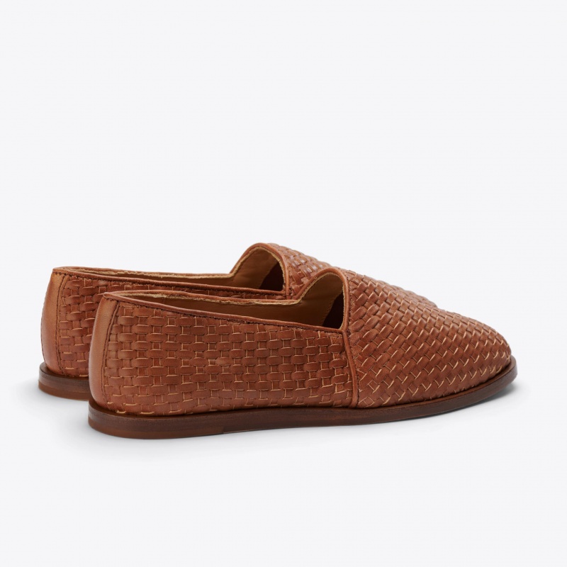 Brown Women's Nisolo Mara Woven Slip Ons | 159682-HZL