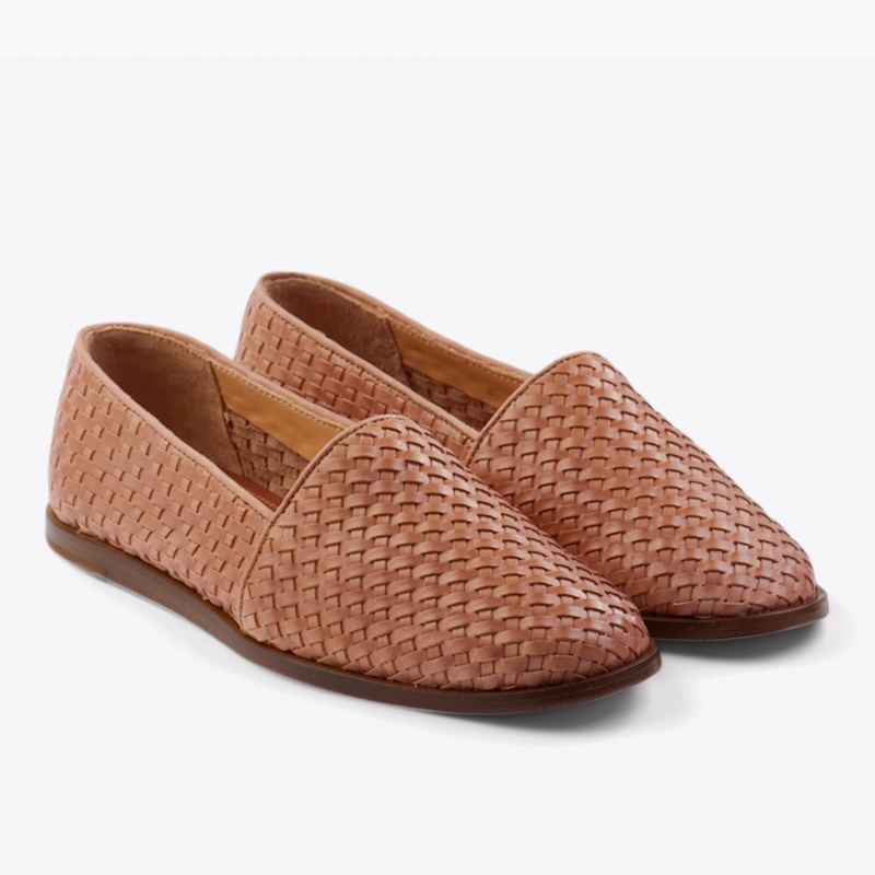 Brown Women\'s Nisolo Mara Woven Slip Ons | 159682-HZL