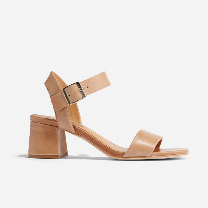 Brown Women's Nisolo Stella Go-To Block Heel Sandals | 512964-KTI