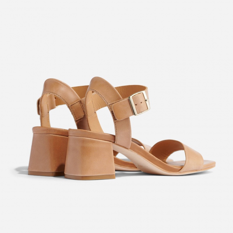 Brown Women's Nisolo Stella Go-To Block Heel Sandals | 512964-KTI