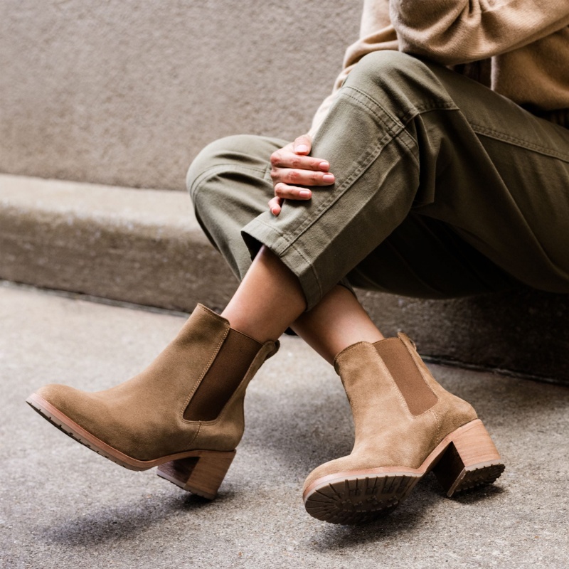 Grey Brown Women's Nisolo Ana Go-To Heeled Chelsea Boots | 120683-GQA