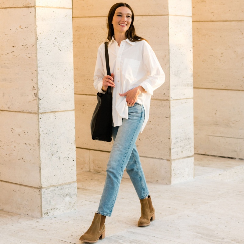 Grey Brown Women's Nisolo Ana Go-To Heeled Chelsea Boots | 120683-GQA