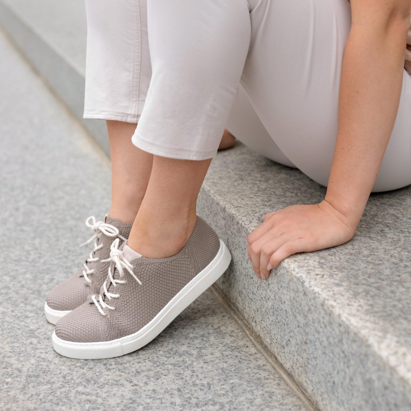 Grey Women's Nisolo Go-To Eco-Knit Sneakers | 096278-WZD