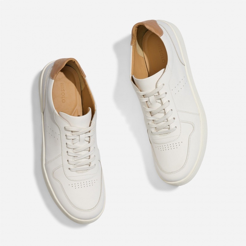 White Men's Nisolo Beto Go-To Court Sneakers | 708691-DJU