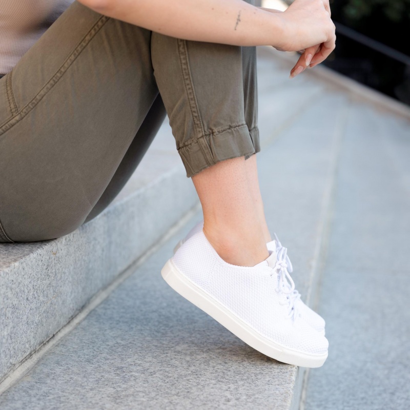 White Women's Nisolo Go-To Eco-Knit Sneakers | 015648-YRX