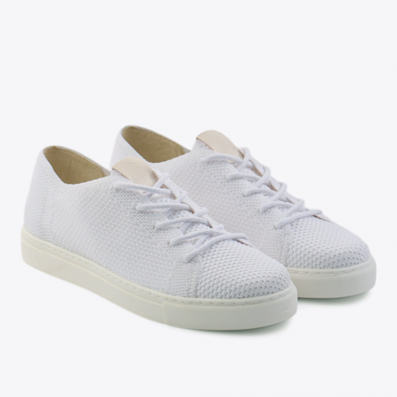 White Women\'s Nisolo Go-To Eco-Knit Sneakers | 015648-YRX